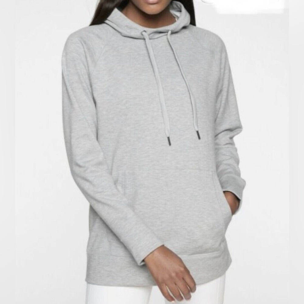 Athleta Incline Hoodie XS Gray Sweatshirt Top long Sleeve Hood Grey